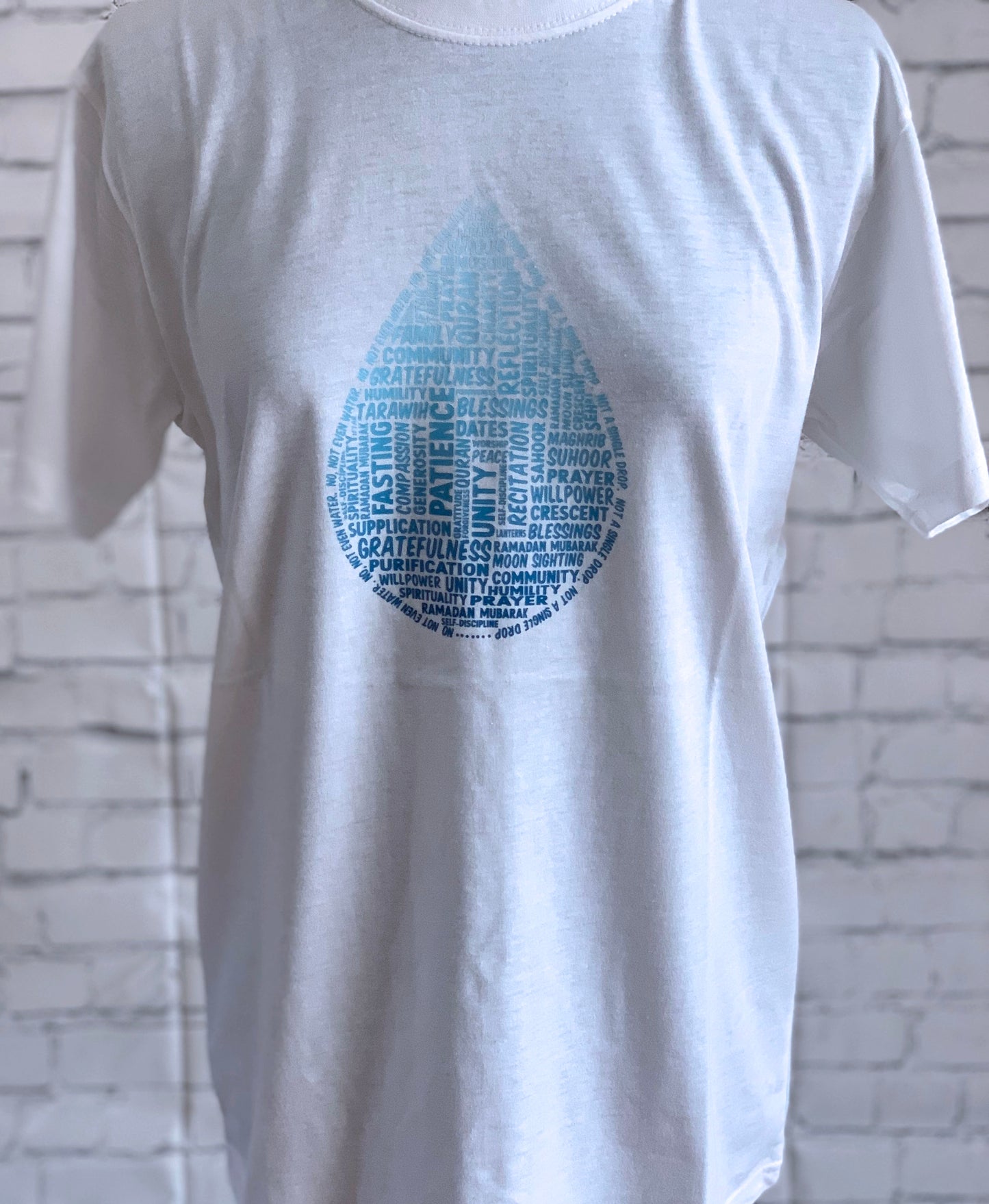 Word art drop graphic T-shirt for fasting and faith