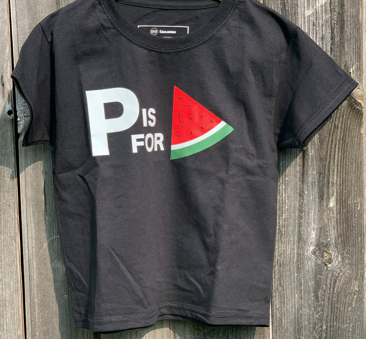 Unisex children’s T-shirt featuring watermelon symbol for Palestine