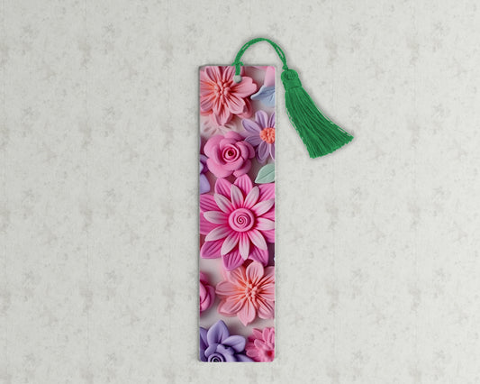 Bookmark with floral print and tassel