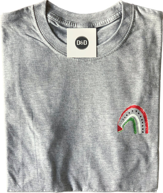 Unisex 100% cotton tee with left chest watermelon motif