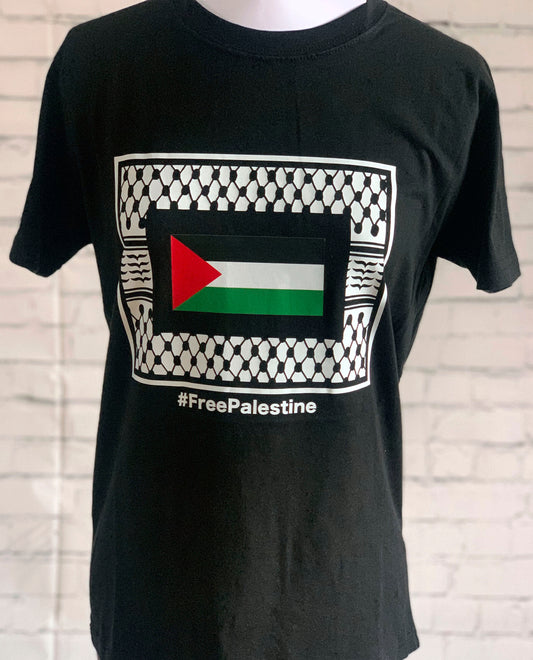 Palestine flag and keffiyeh t-shirt for adults