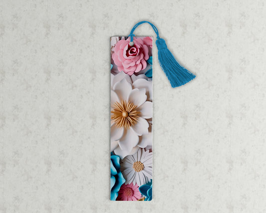 Elegant floral bookmark with tassel in assorted colours