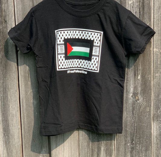 Kids T-shirt with Palestinian flag front design